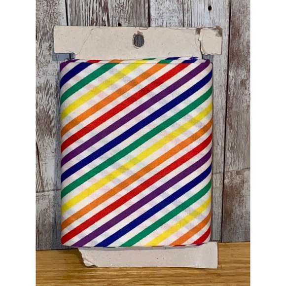 One 1 Yard Fabric Stripes Rainbow Pride Primary Colors Textiles - Picture 1 of 3
